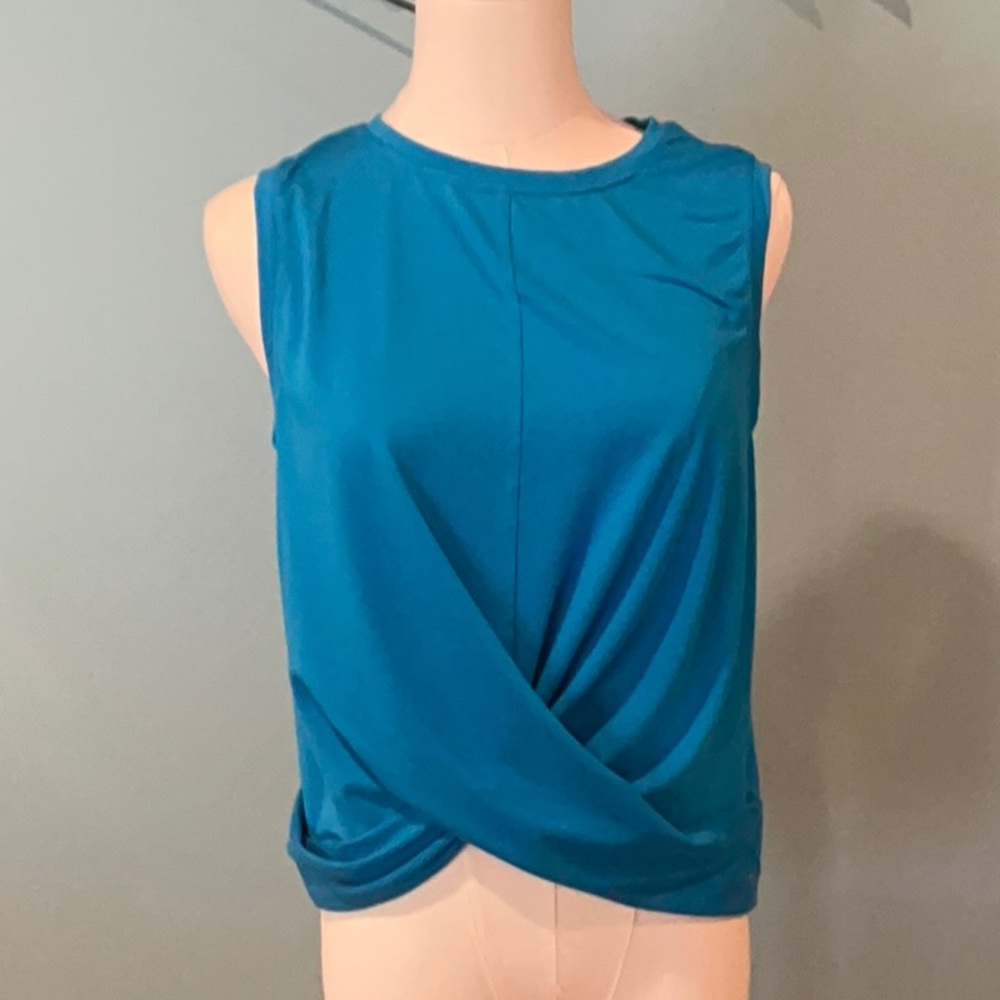 Teal Sleeveless athletic Twist Front Top